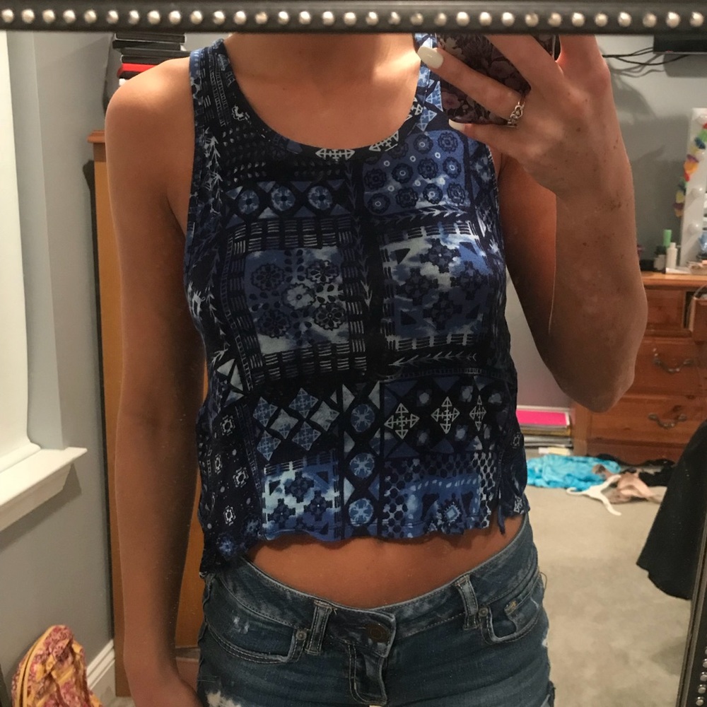 Blue racer back crop top